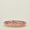 Splatterware serving platter in blush and terracotta