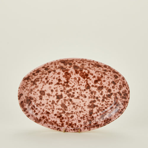 Splatterware serving platter in blush and terracotta