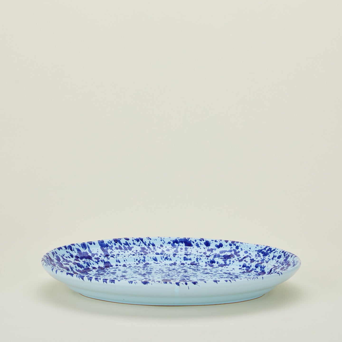 Splatterware serving platter in sky and cobalt 