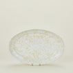 Splatterware serving platter in white and ivory
