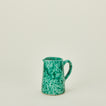 Small splatterware pitcher in sage and green