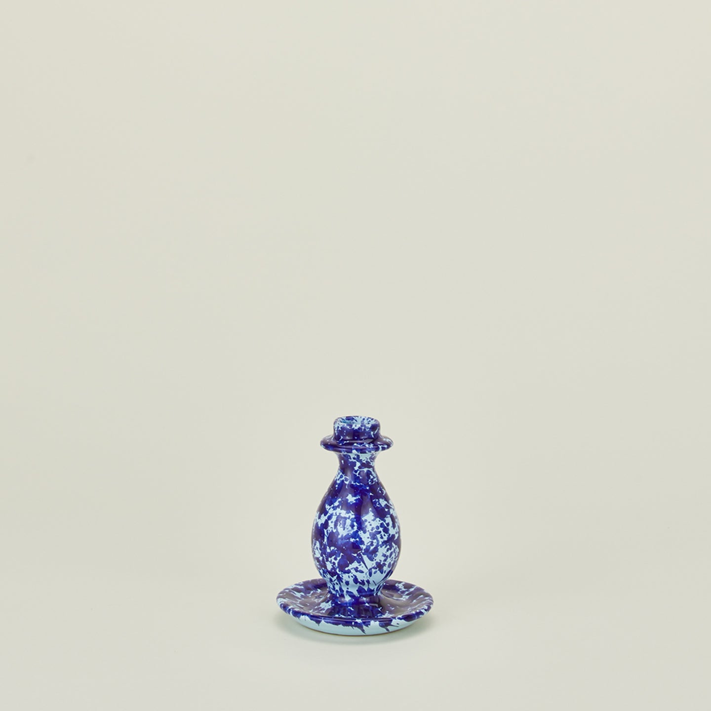 Small splatter candle holder in sky and cobalt