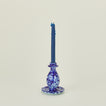 Small splatter candle holder in sky and cobalt with candle