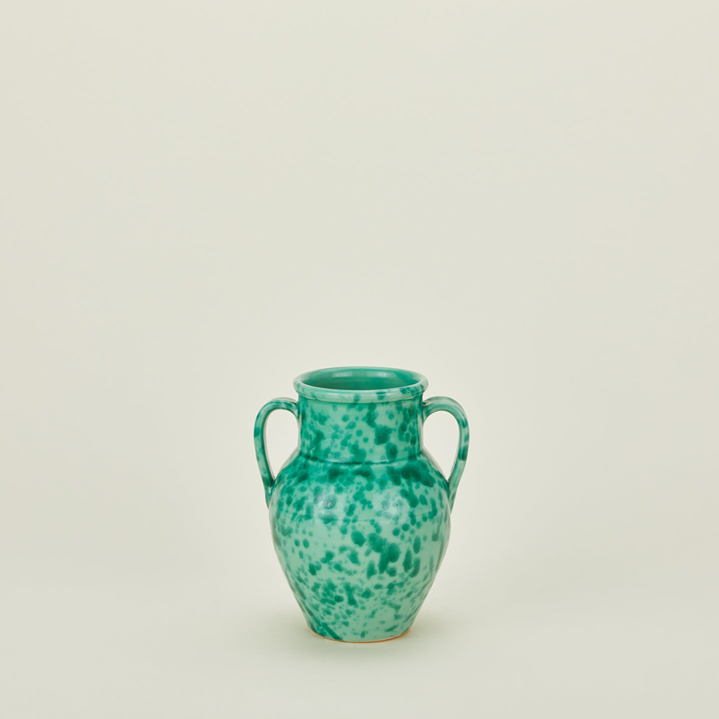 Small splatterware vase in sage and green