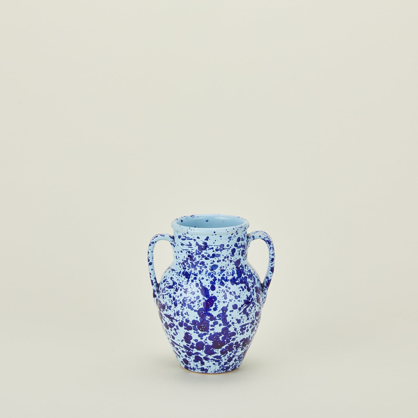 Small splatterware vase in sky and cobalt