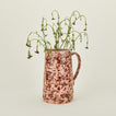 Large splatterware pitcher in blush and terracotta with florals