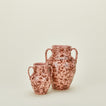 Large and small splatterware vases in blush and terracotta