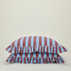 Striped + Ruffled Pillowcases, Set of 2 - Blue/Red
