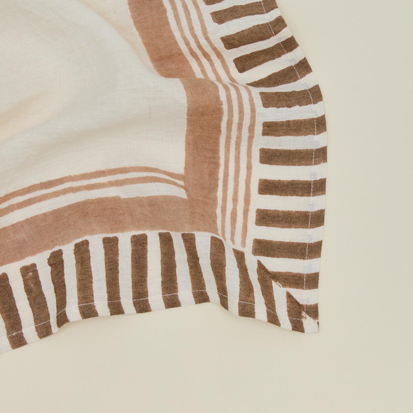 Close up of Ella Block Printed Linen Napkin