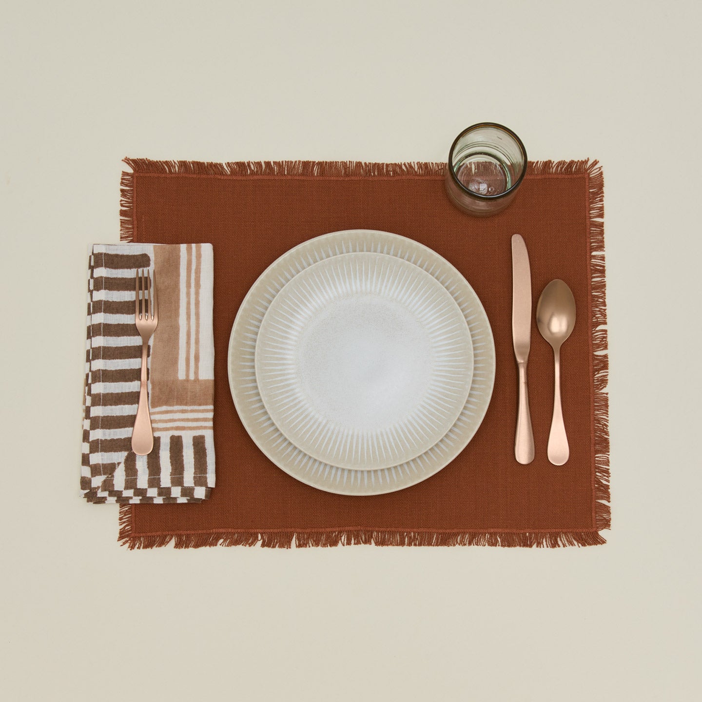 Ella Block Printed Linen Napkin with place setting