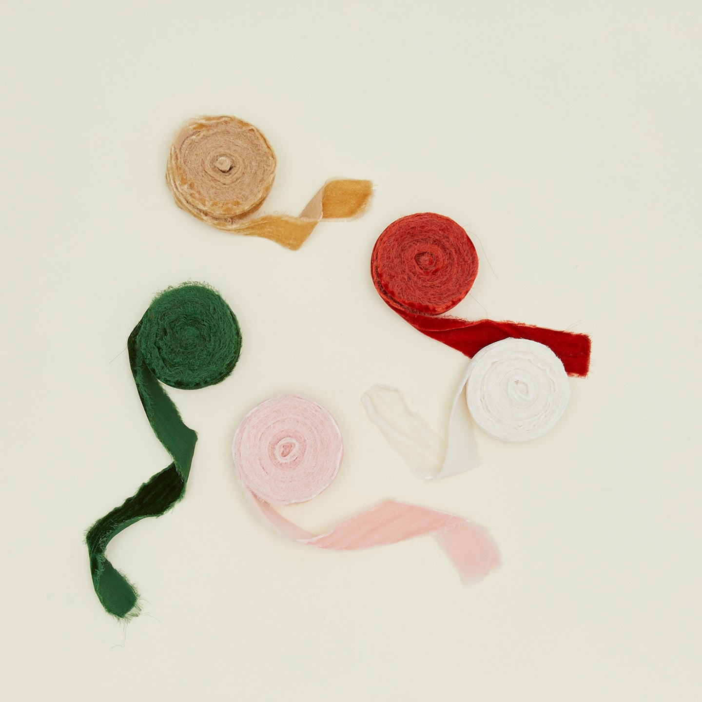 Raw edge velvet ribbon in various colors