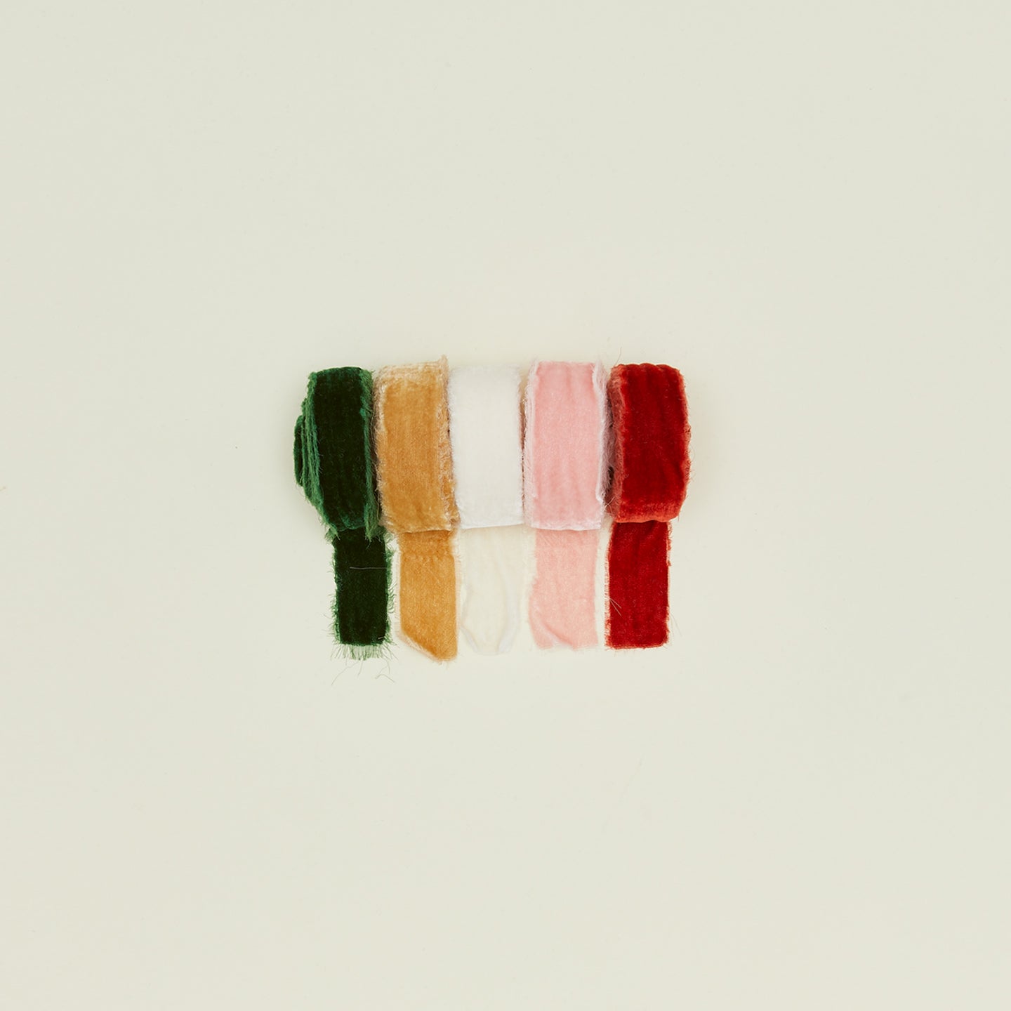 Raw edge velvet ribbon in various colors