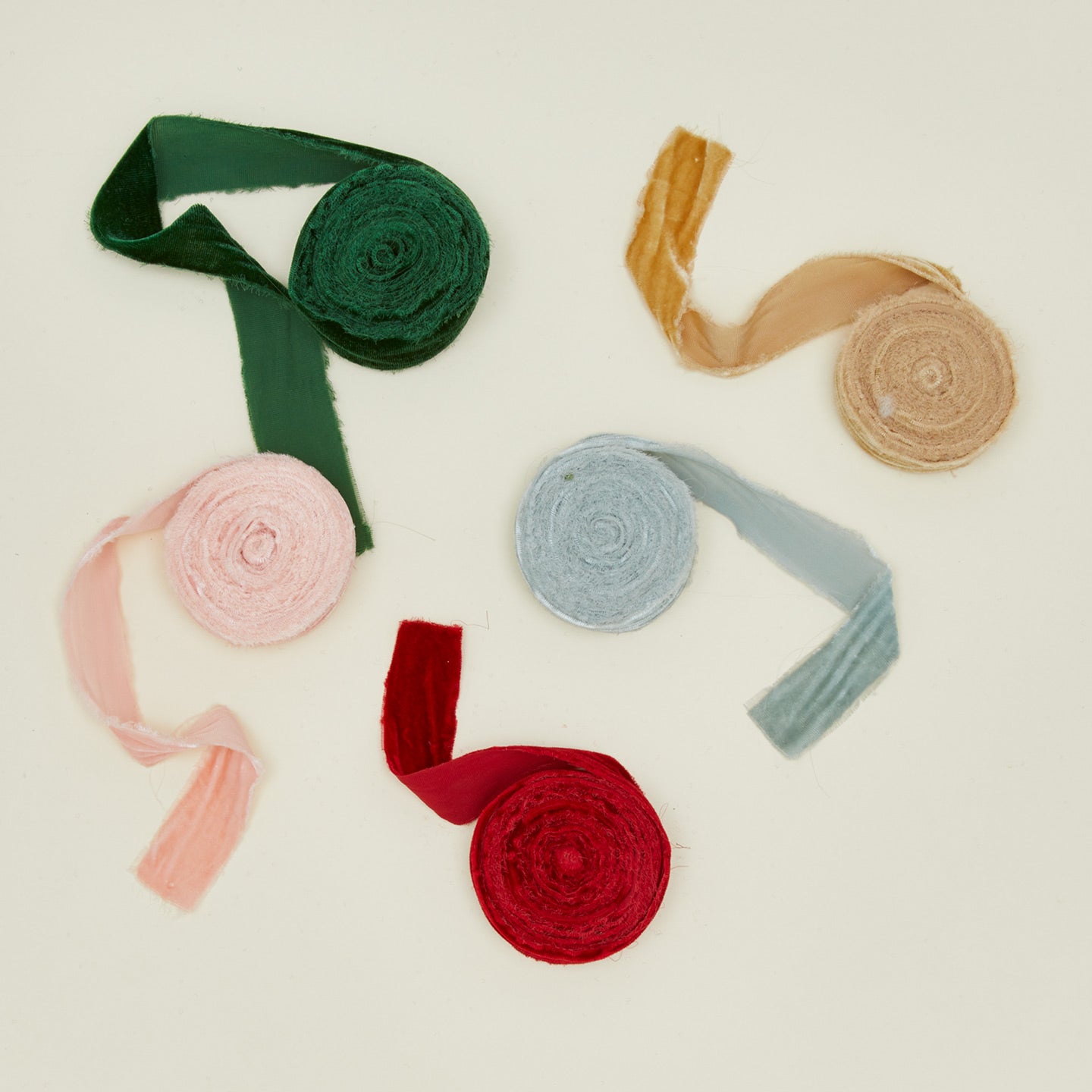 Raw edge velvet ribbon family