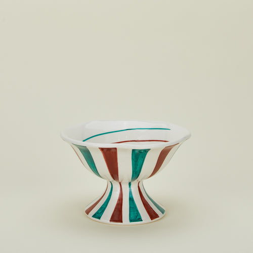 Tutti Frutti Footed Bowl - Cacao + Blue Stripes