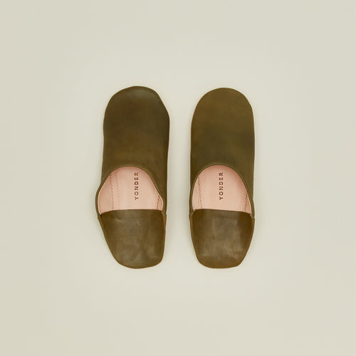 Handmade Suede Slippers in olive