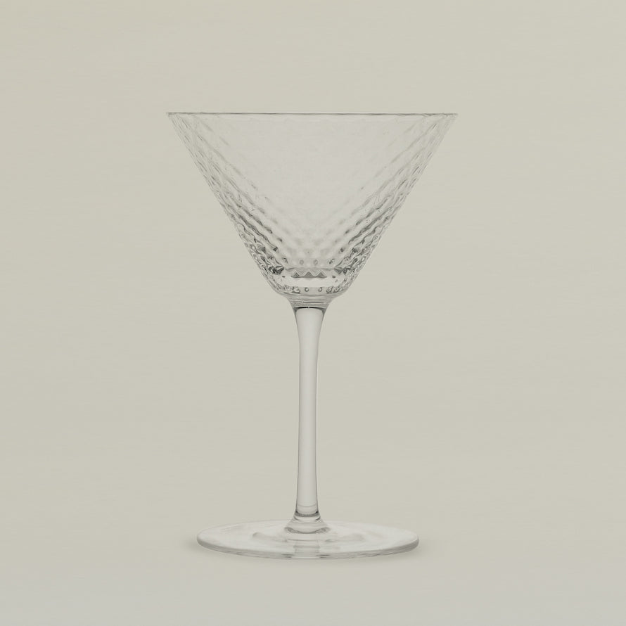 Close up of a Veneziano martini glass.