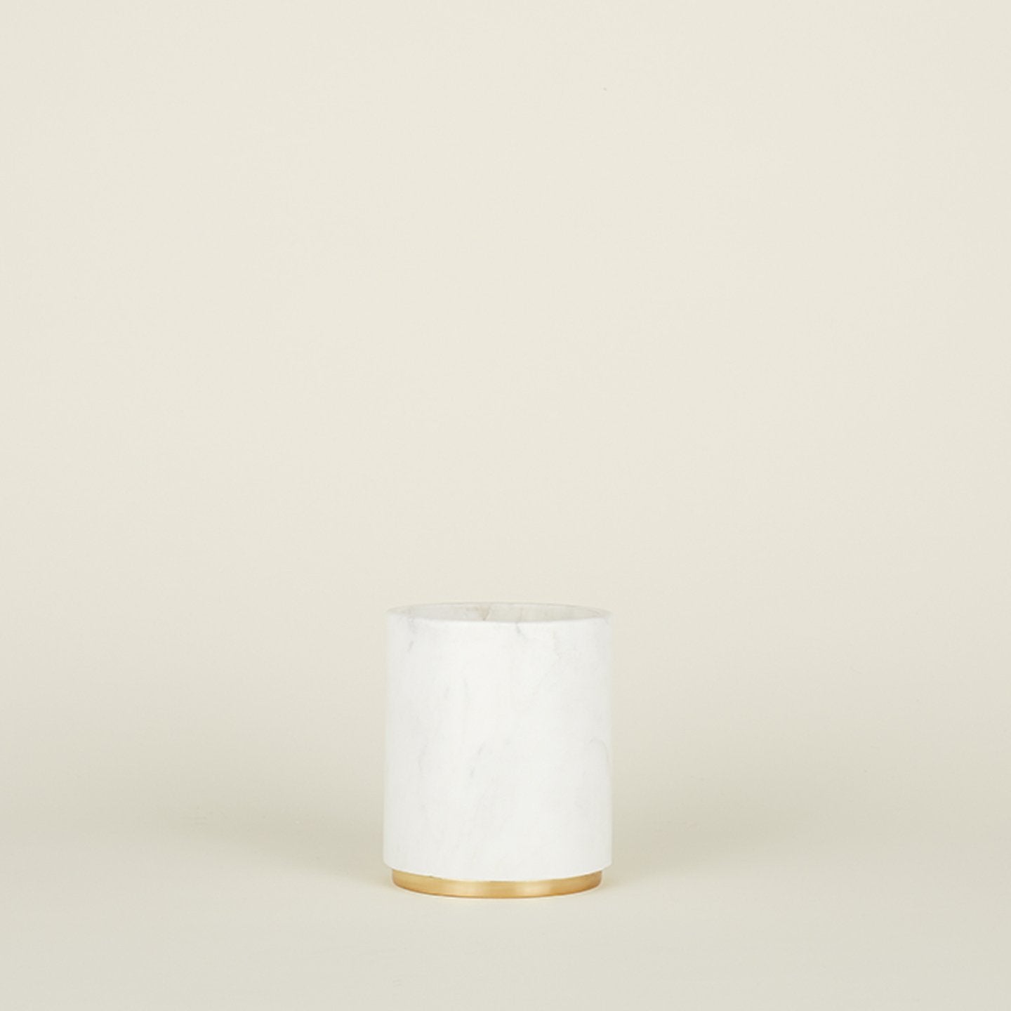 Simple Marble Utility Canister - White/Brass