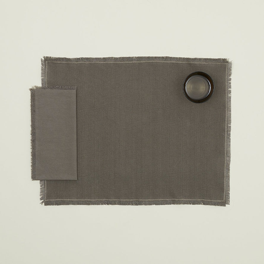Essential Dinner Napkin and Placemat in Dark Grey