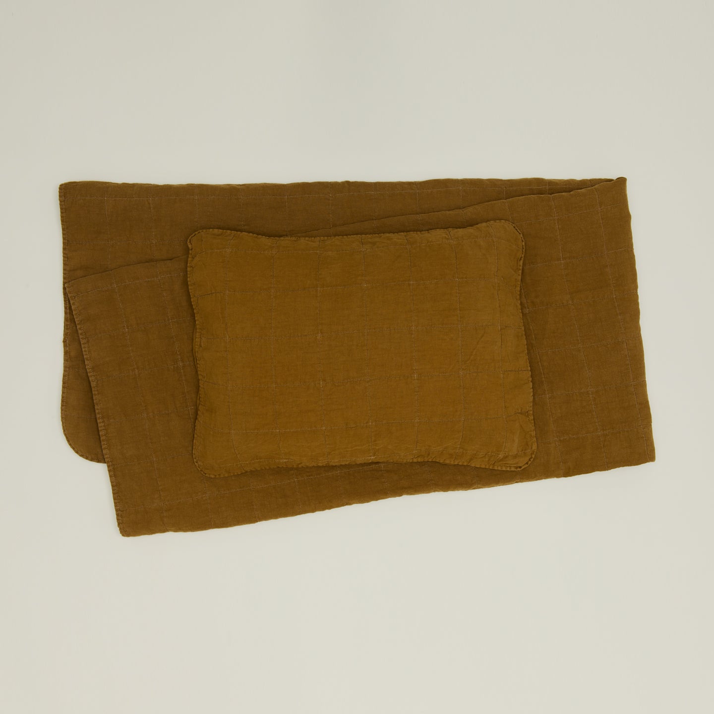 Simple Linen Quilted Shams - Bronze
