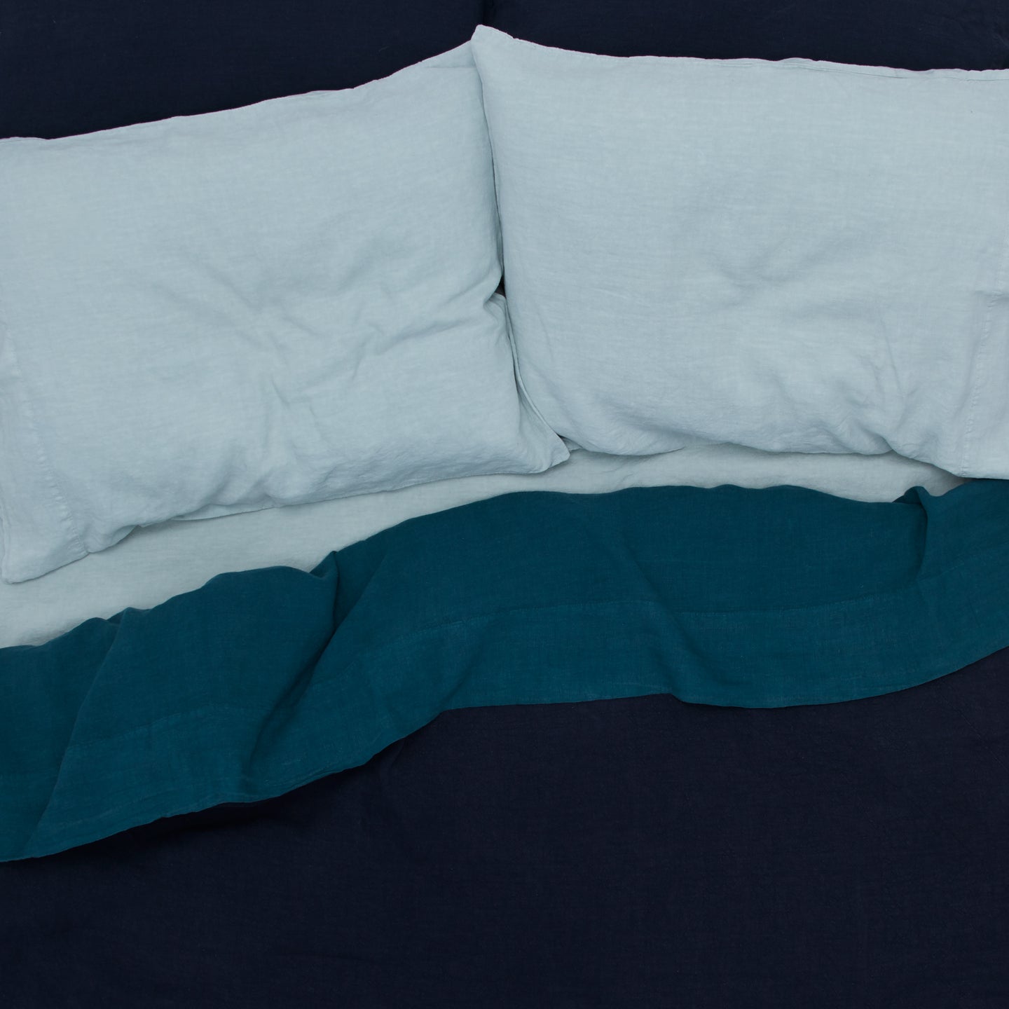 Simple Linen Fitted Sheet - Sky