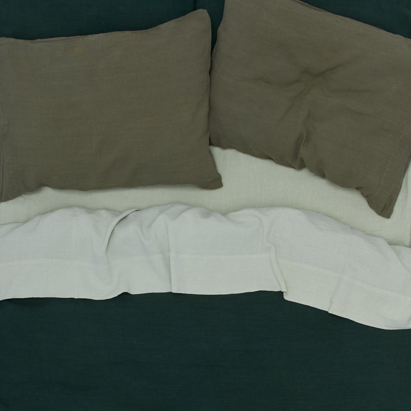 Simple Linen Pillowcases, Set of 2 - Olive