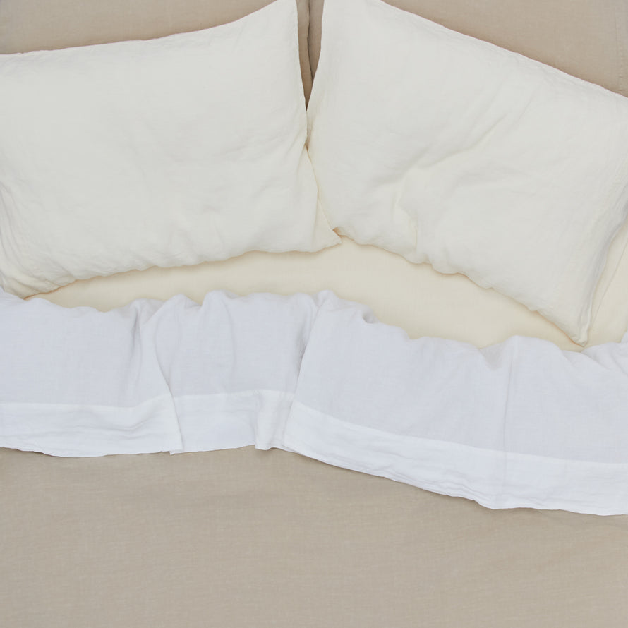 Simple Linen Fitted Sheet - Ivory