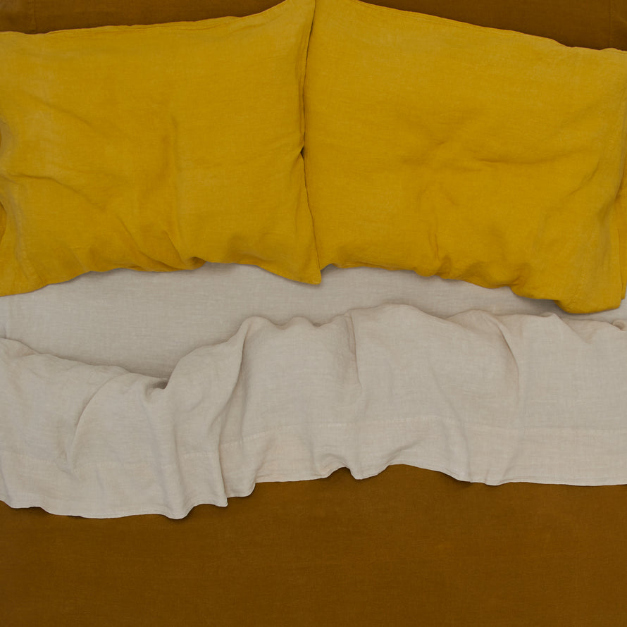Simple Linen Flat Sheet - Mustard
