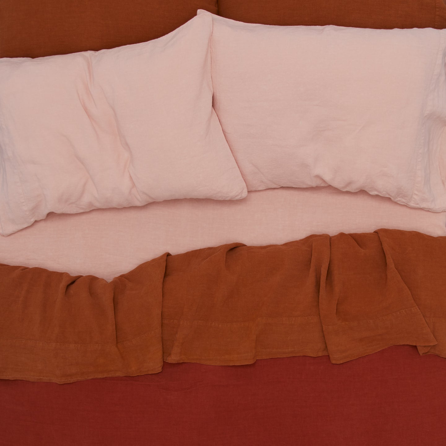 Simple Linen Pillowcases, Set of 2 - Rust