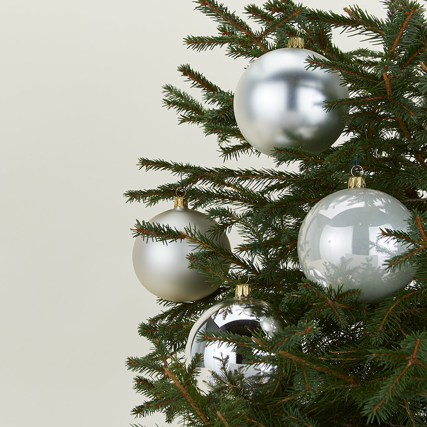 Medium Glass Ornament Set - Silver