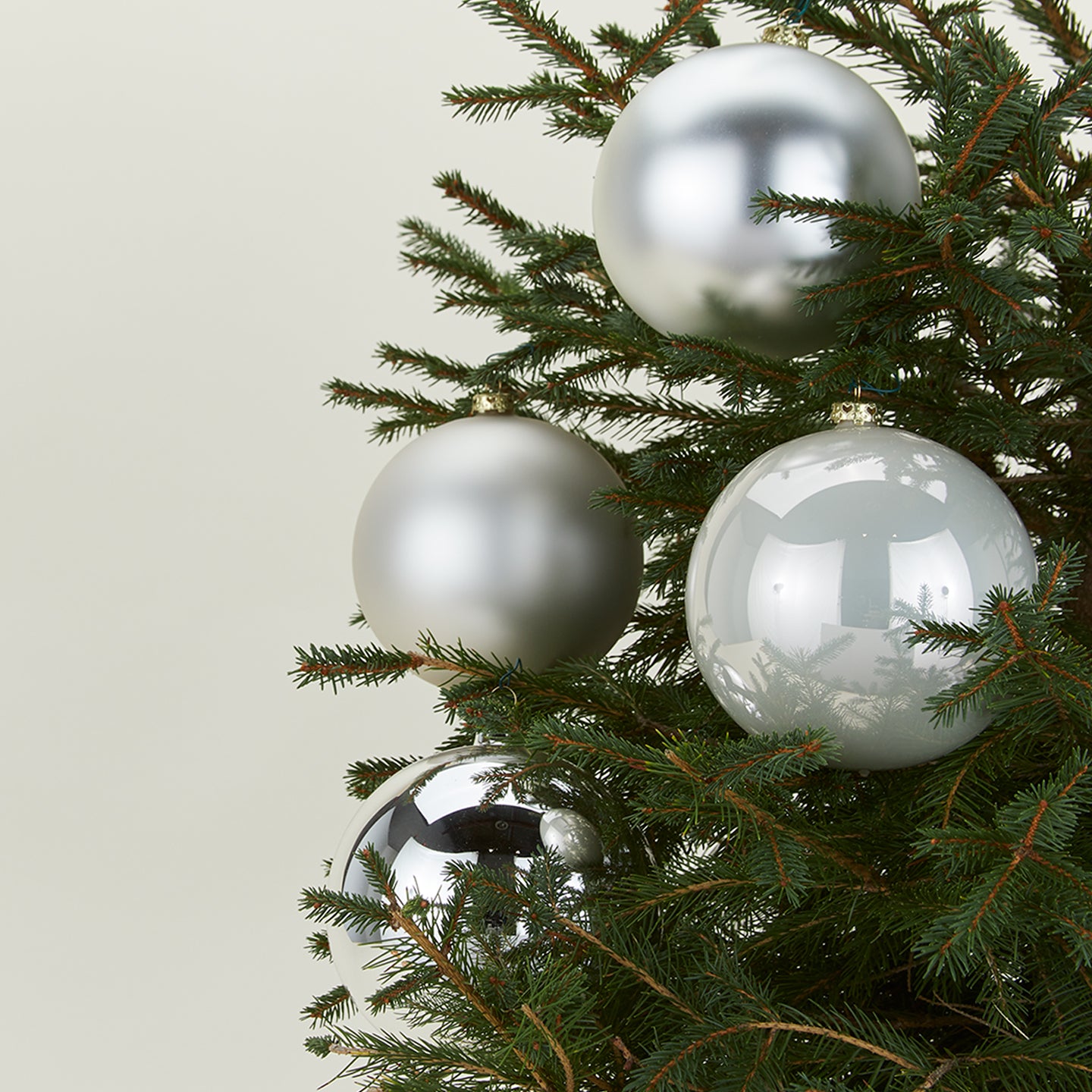 Large Glass Ornament Set - Silver