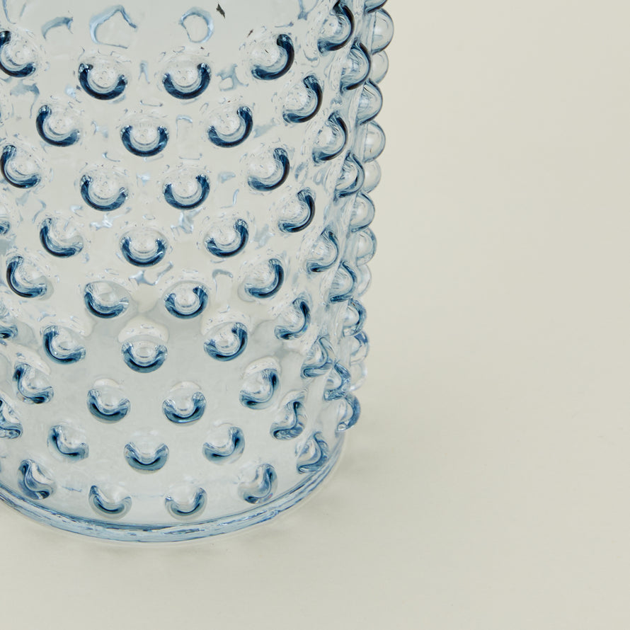 Close up of Hobnail Tumbler in Blue.