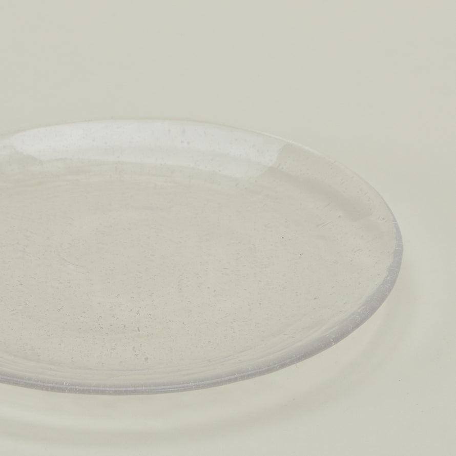 Close up of Glass Salad Plate in Clear.