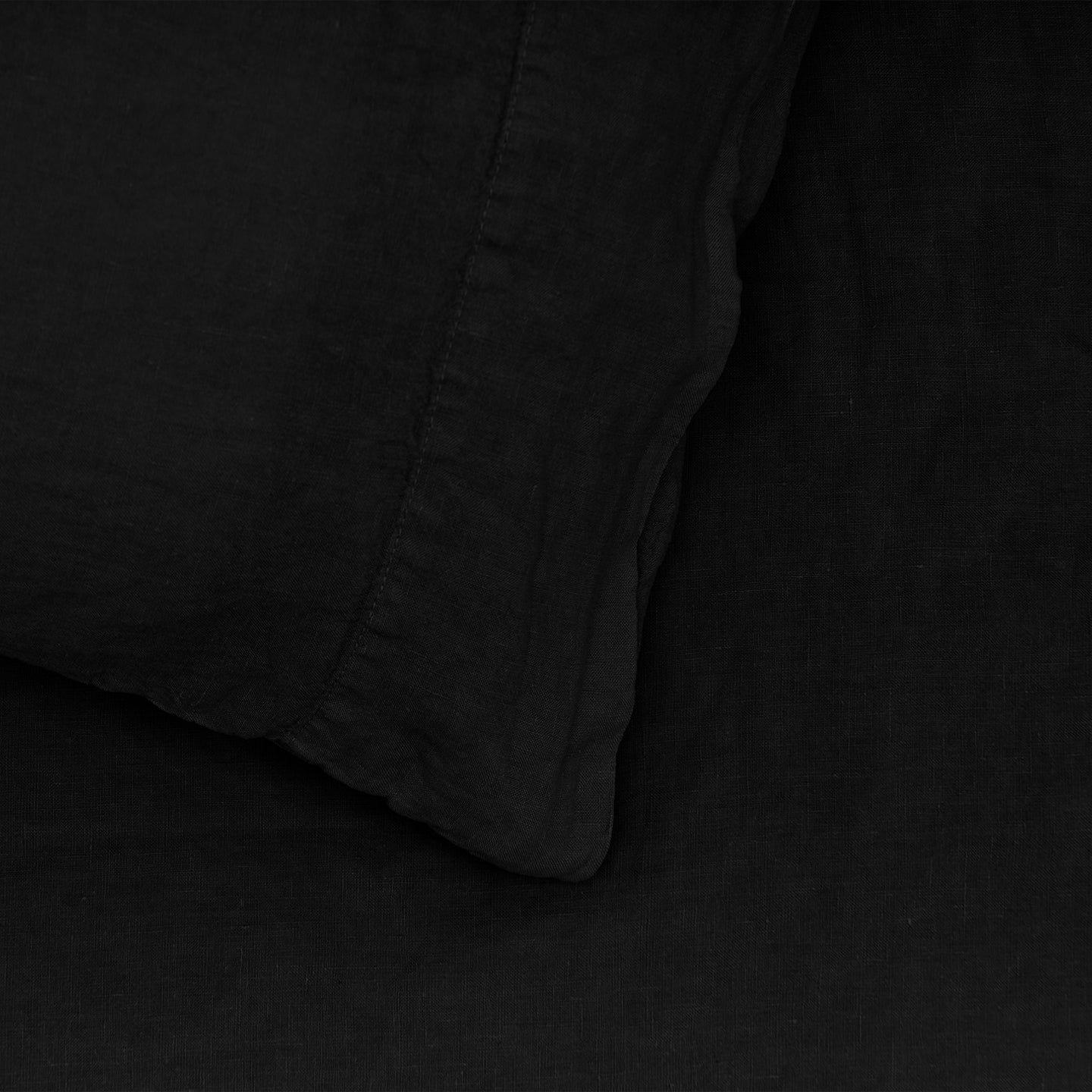 Simple Linen Pillowcases, Set of 2 - Black