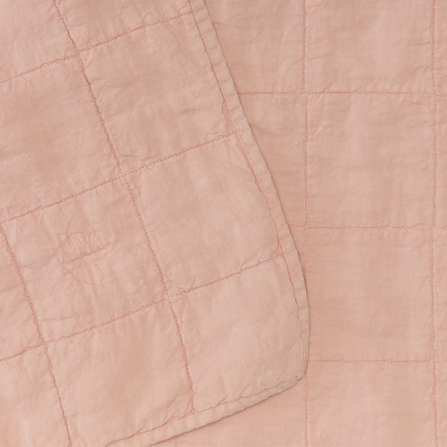Simple Linen Quilted Throw - Blush