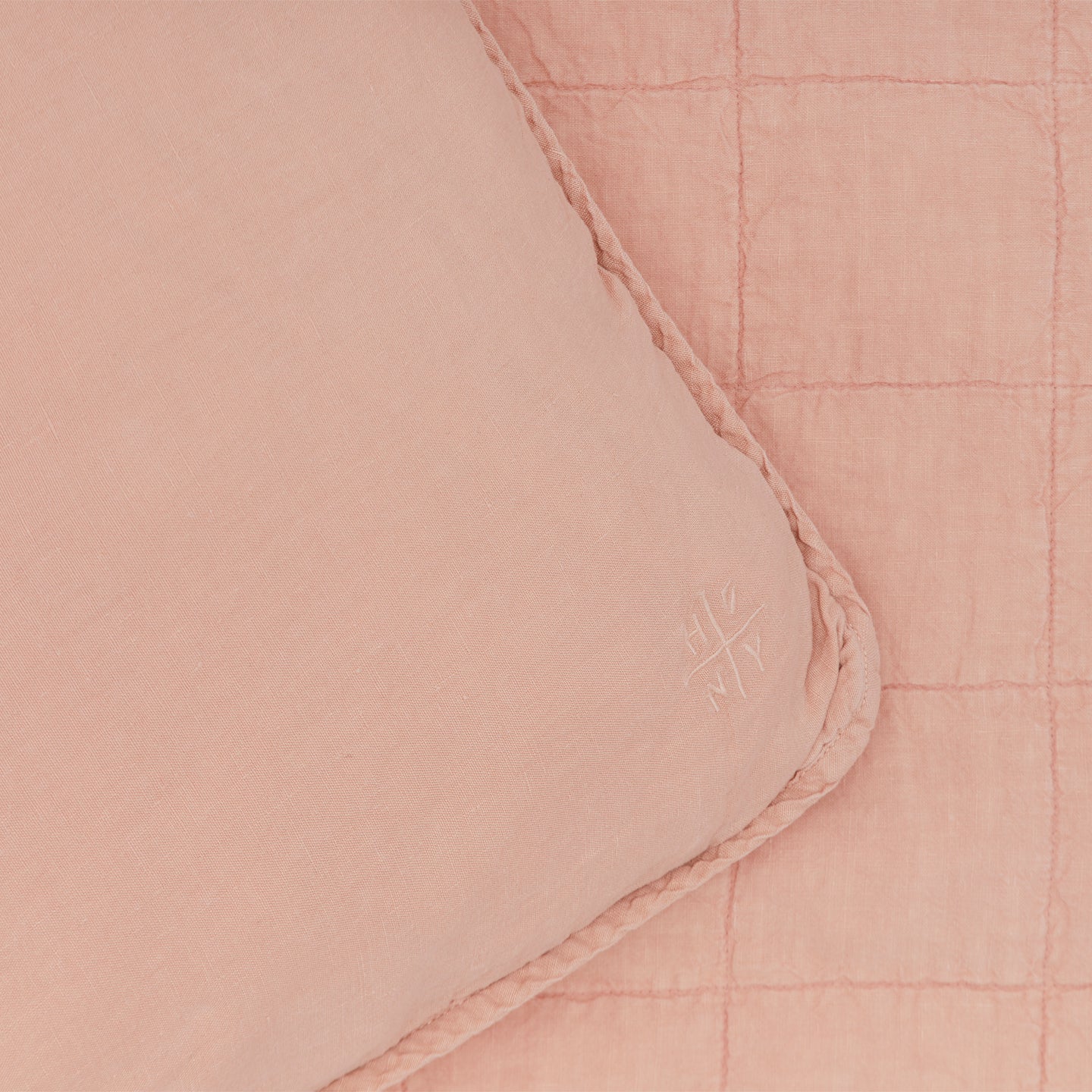 Simple Linen Quilted Shams, Set of 2 - Blush