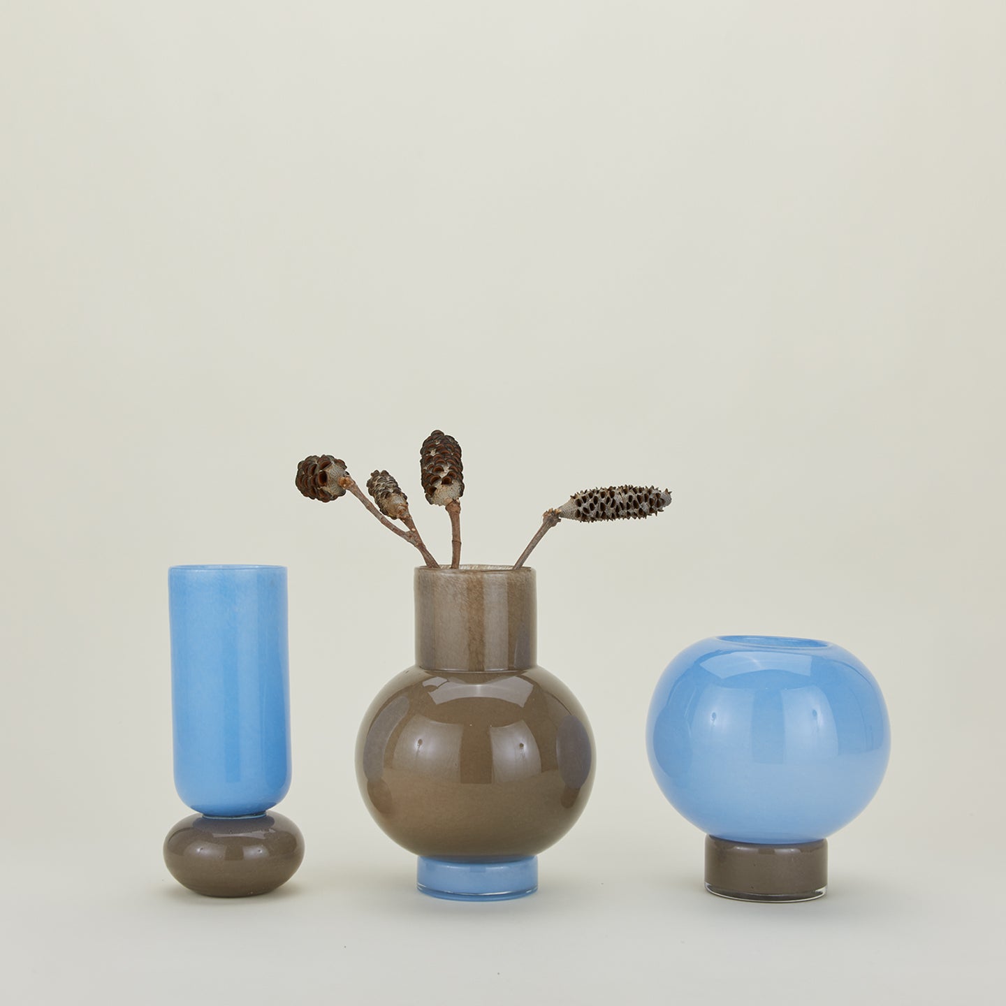 Mari Glass Vase, Round - Sky