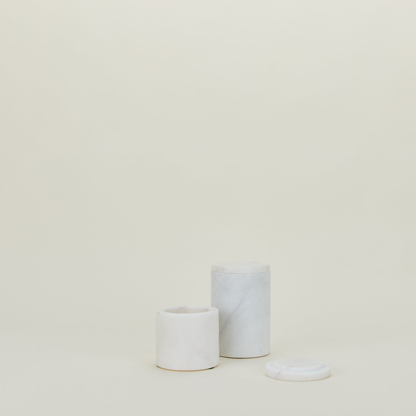 Modern Marble Canister - White