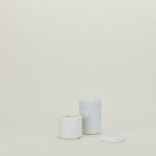 Modern Marble Canister - White