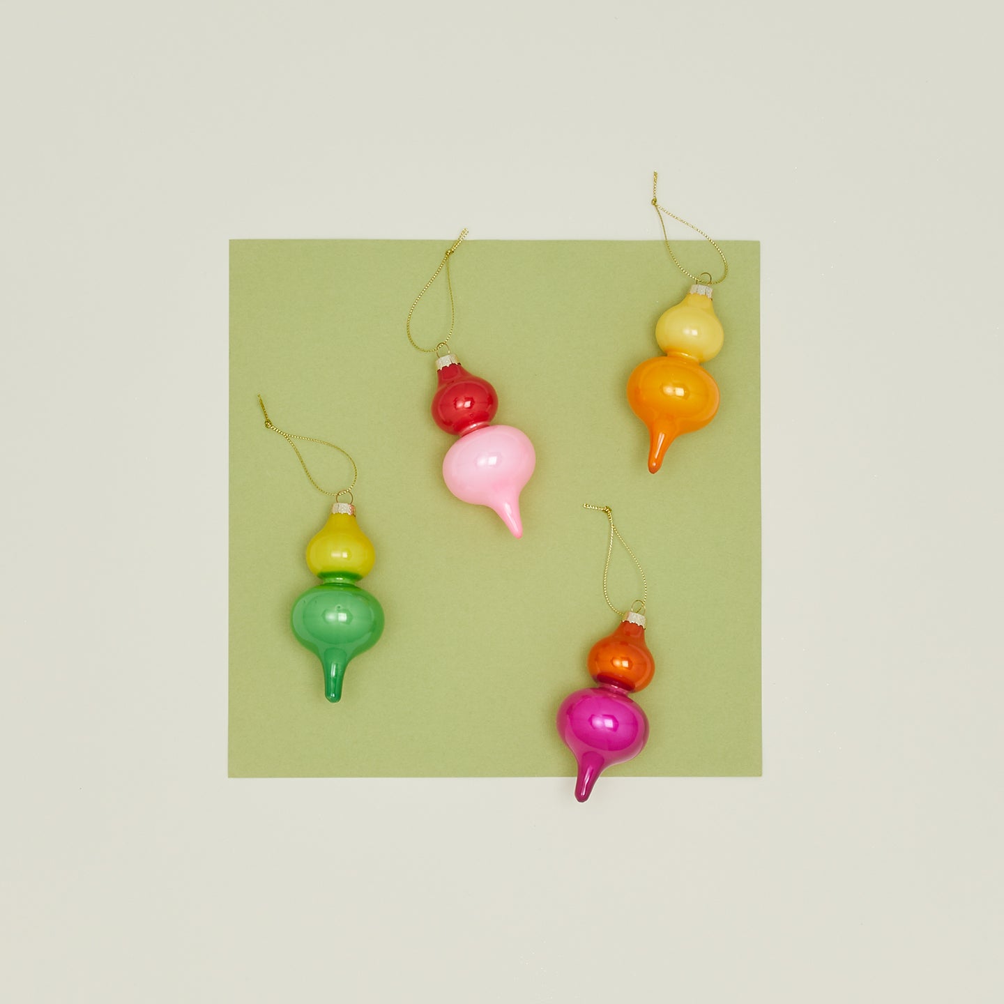 Color Block Spindle Ornament, Set of 4