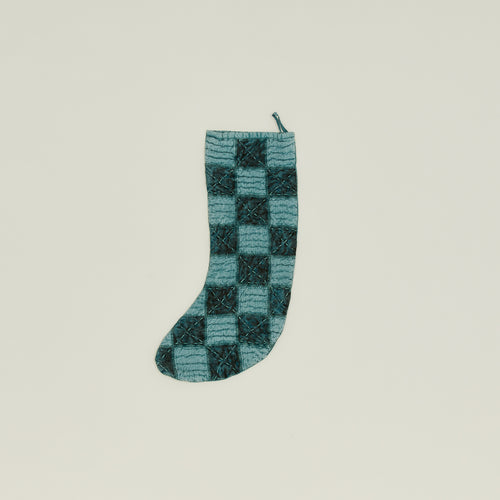 Checked Stocking - Olive