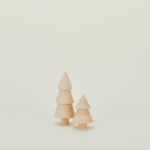 Turned Wood Trees, Set of 2