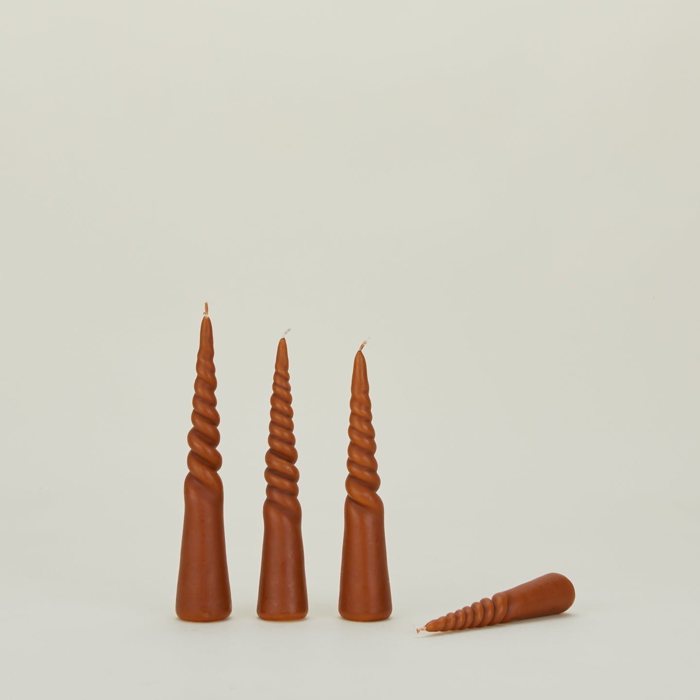Twisted Candles, Set of 4 - Rust