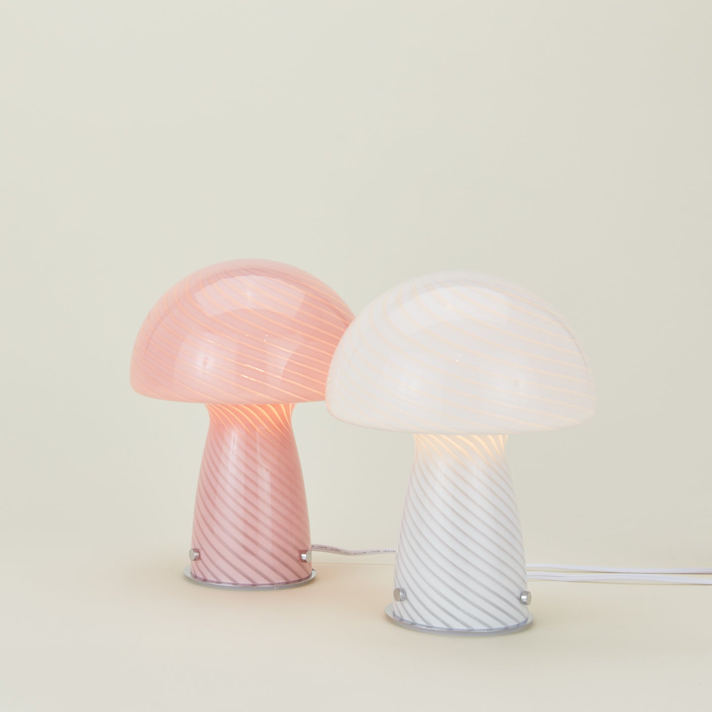 Glass Tall Mushroom Lamp - White