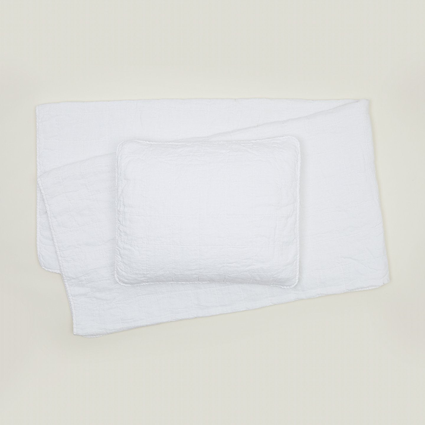 Simple Linen Quilted Shams - White