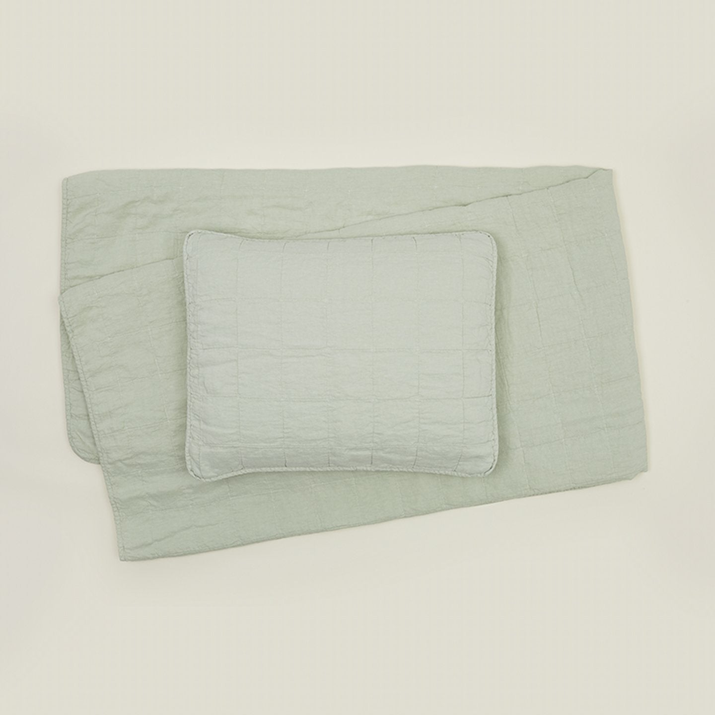 Simple Linen Quilted Shams - Sage