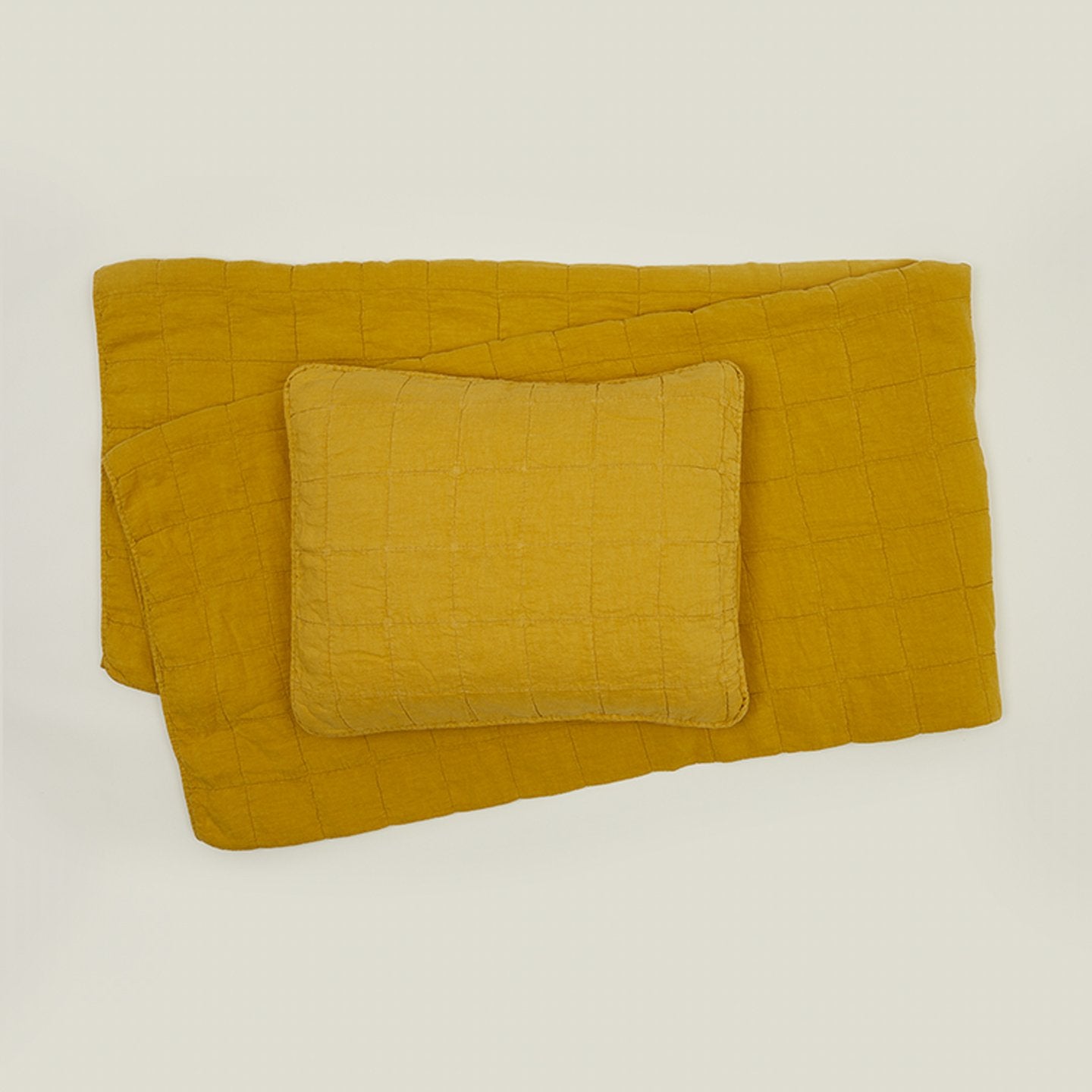 Simple Linen Quilted Shams - Mustard