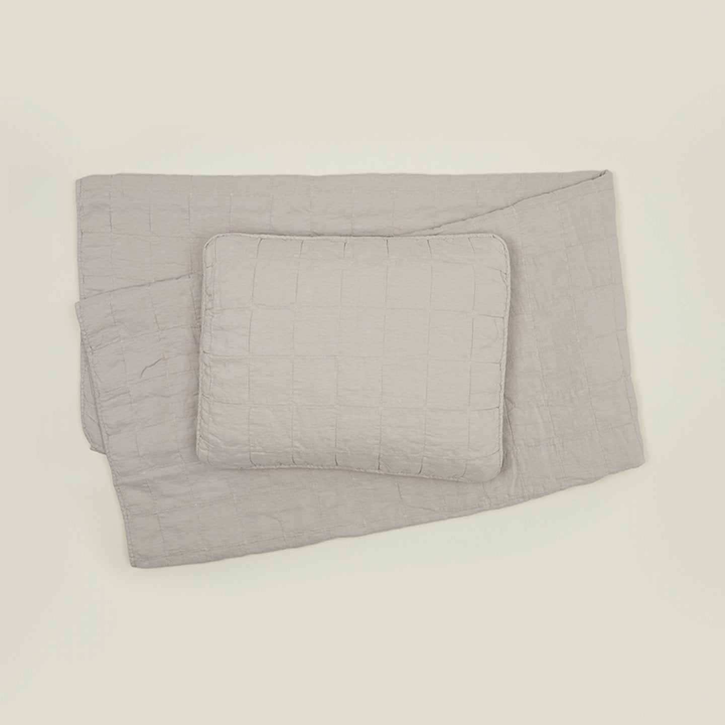Simple Linen Quilted Shams - Light Grey