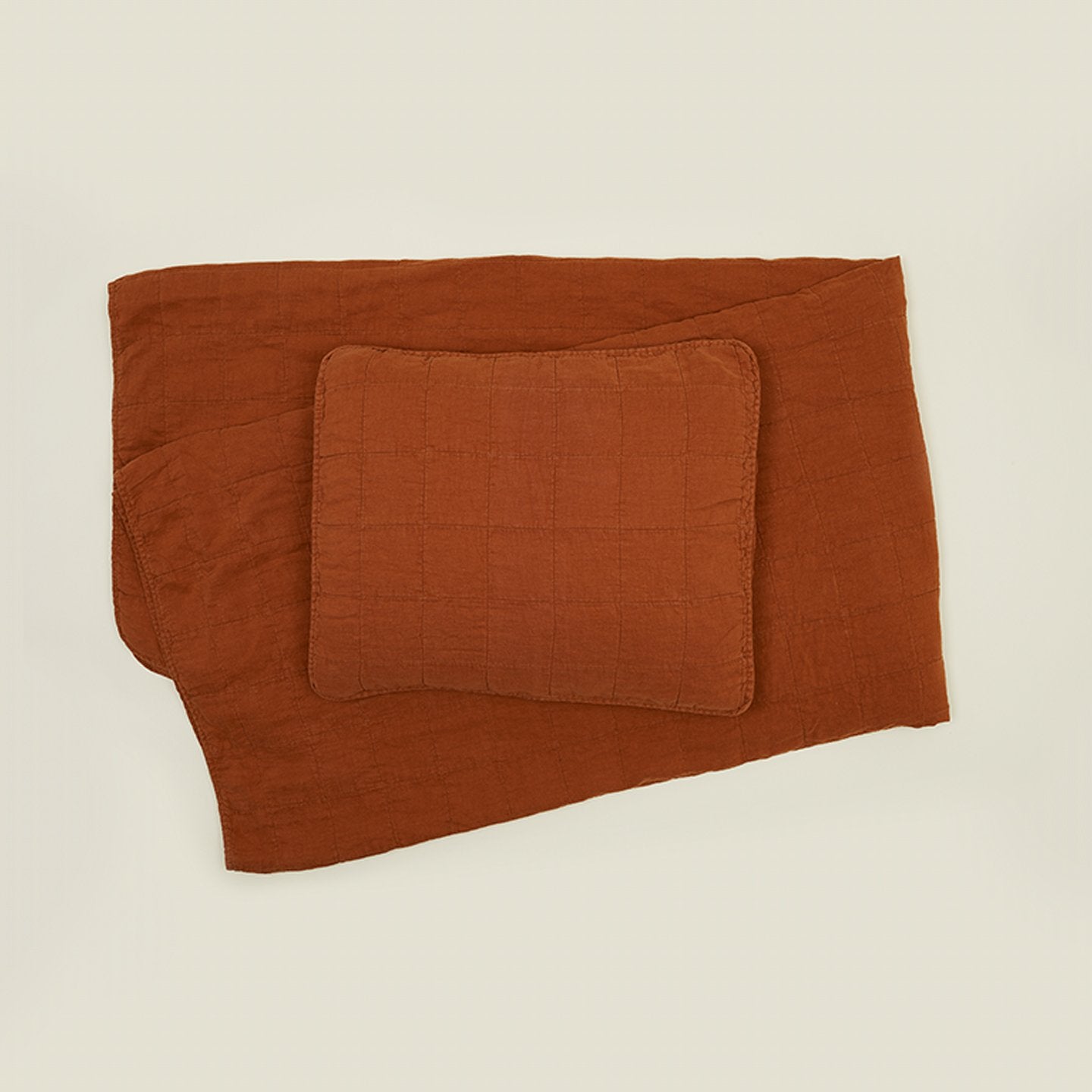 Simple Linen Quilted Shams - Terracotta