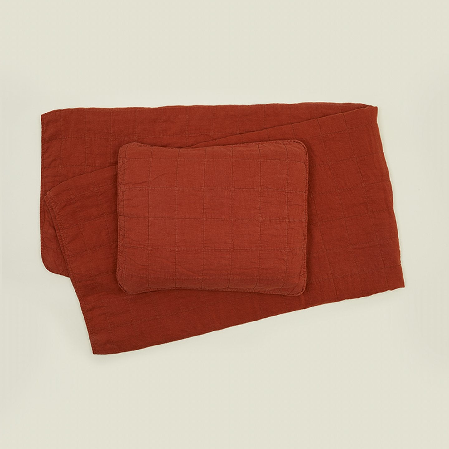 Simple Linen Quilted Shams - Rust