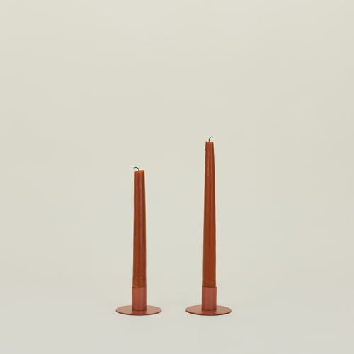 Essential Metal Candle Holders, Set of 2 - Terracotta
